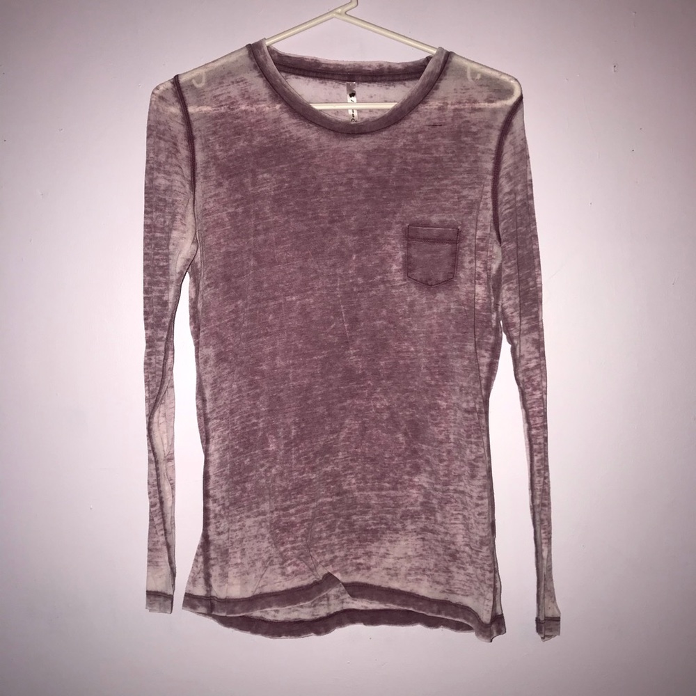 Purple Distressed Cotton Long Sleeve ; Size XS